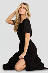Naomi Short Sleeve Maxi Dress | Baltic Born Black