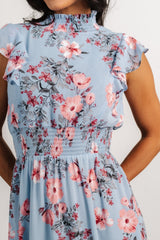 Kearny Ruffle Maxi Dress | Baltic Born Light Blue + Blush