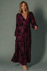 Liana Velvet Embossed Maxi Dress | Baltic Born Mulberry
