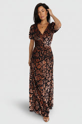 Leslie Velvet Maxi Dress | Baltic Born Black + Bronze