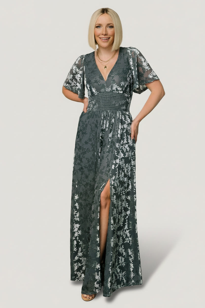 Veronica Velvet Maxi Dress | Baltic Born Slate Blue
