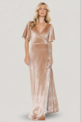 Meghan Velvet Wrap Maxi Dress | Baltic Born Champagne