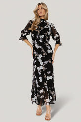 Marie Mock Neck Maxi Dress | Baltic Born Black Floral