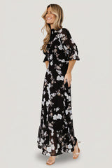 Marie Mock Neck Maxi Dress | Baltic Born Black Floral