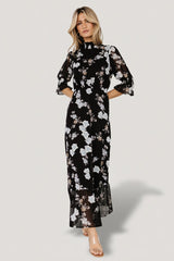 Marie Mock Neck Maxi Dress | Baltic Born Black Floral