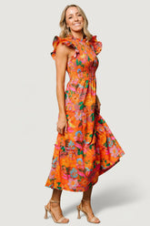 Emily Smocked Tier Dress | Baltic Born Orange Floral