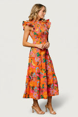 Emily Smocked Tier Dress | Baltic Born Orange Floral