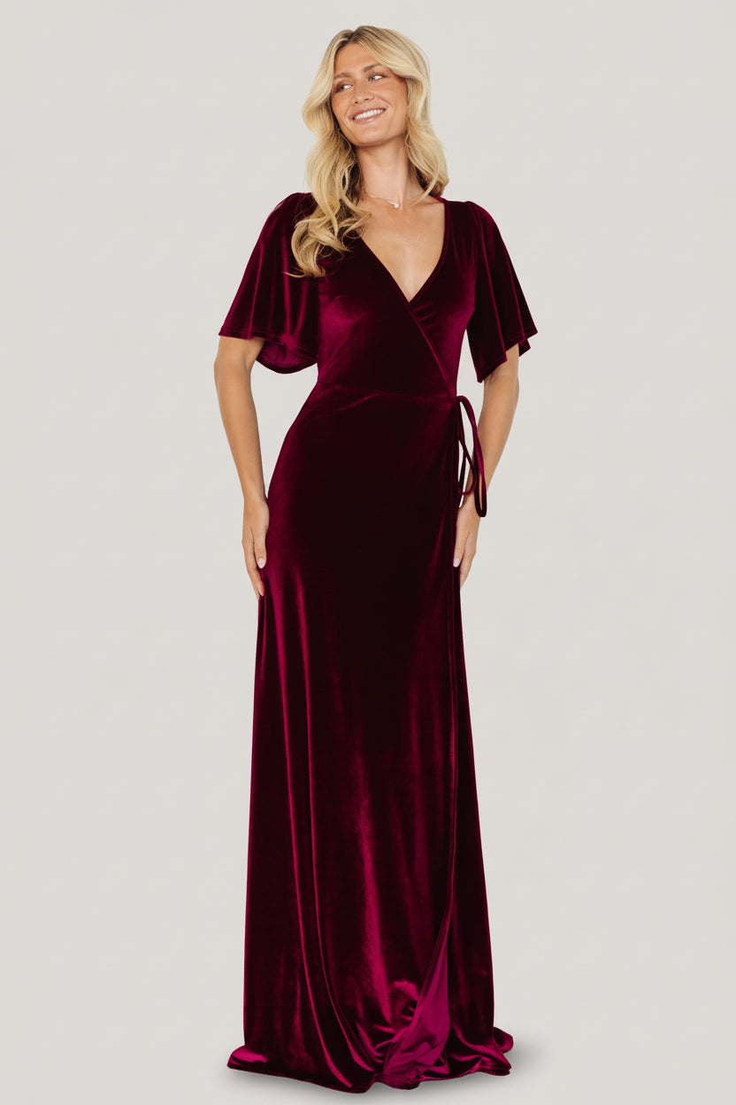 Meghan Velvet Wrap Maxi Dress | Baltic Born Mulberry