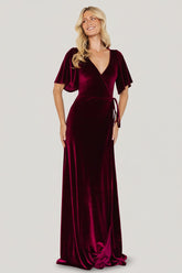 Meghan Velvet Wrap Maxi Dress | Baltic Born Mulberry
