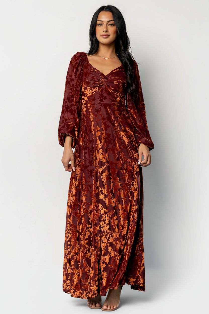 Aurora Velvet Maxi Dress | Baltic Born Clove + Copper Floral