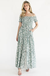 Payton Off Shoulder Maxi Dress | Baltic Born Dusty Sage