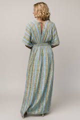 Mylis Kimono Dress | Baltic Born Blue + Green Print
