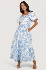 Graceland Maxi Dress | Baltic Born White + Blue Floral