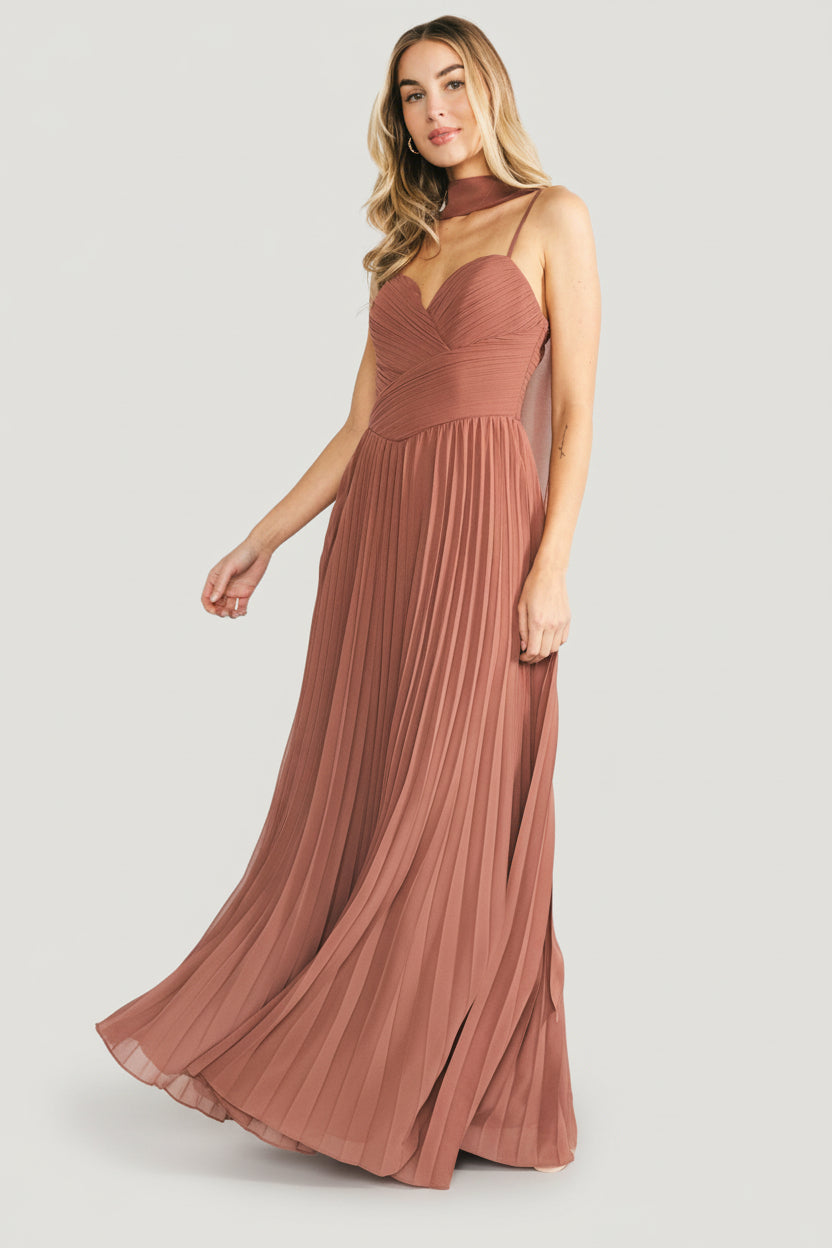 Georgina Pleated Maxi Dress | Baltic Born Rosy Brown
