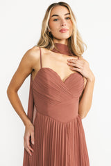 Georgina Pleated Maxi Dress | Baltic Born Rosy Brown