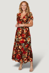 Cassie Short Sleeve Dress | Baltic Born Copper Floral