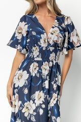 Verona Smocked Maxi Dress | Baltic Born Navy + White Floral