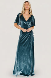 Meghan Velvet Wrap Maxi Dress | Baltic Born Persian Blue