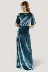 Meghan Velvet Wrap Maxi Dress | Baltic Born Persian Blue
