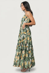 Silvia Tiered Maxi Dress | Baltic Born Sage Lemon Print