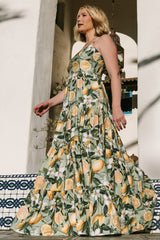 Silvia Tiered Maxi Dress | Baltic Born Sage Lemon Print