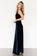 Tatiana Velvet One Shoulder Maxi Dress | Baltic Born Navy