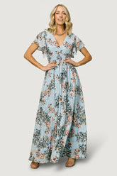 Lynlee Metallic Maxi Dress | Baltic Born Light Blue