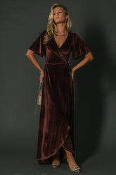 Katelyn Velvet Maxi Wrap Dress | Baltic Born Clove