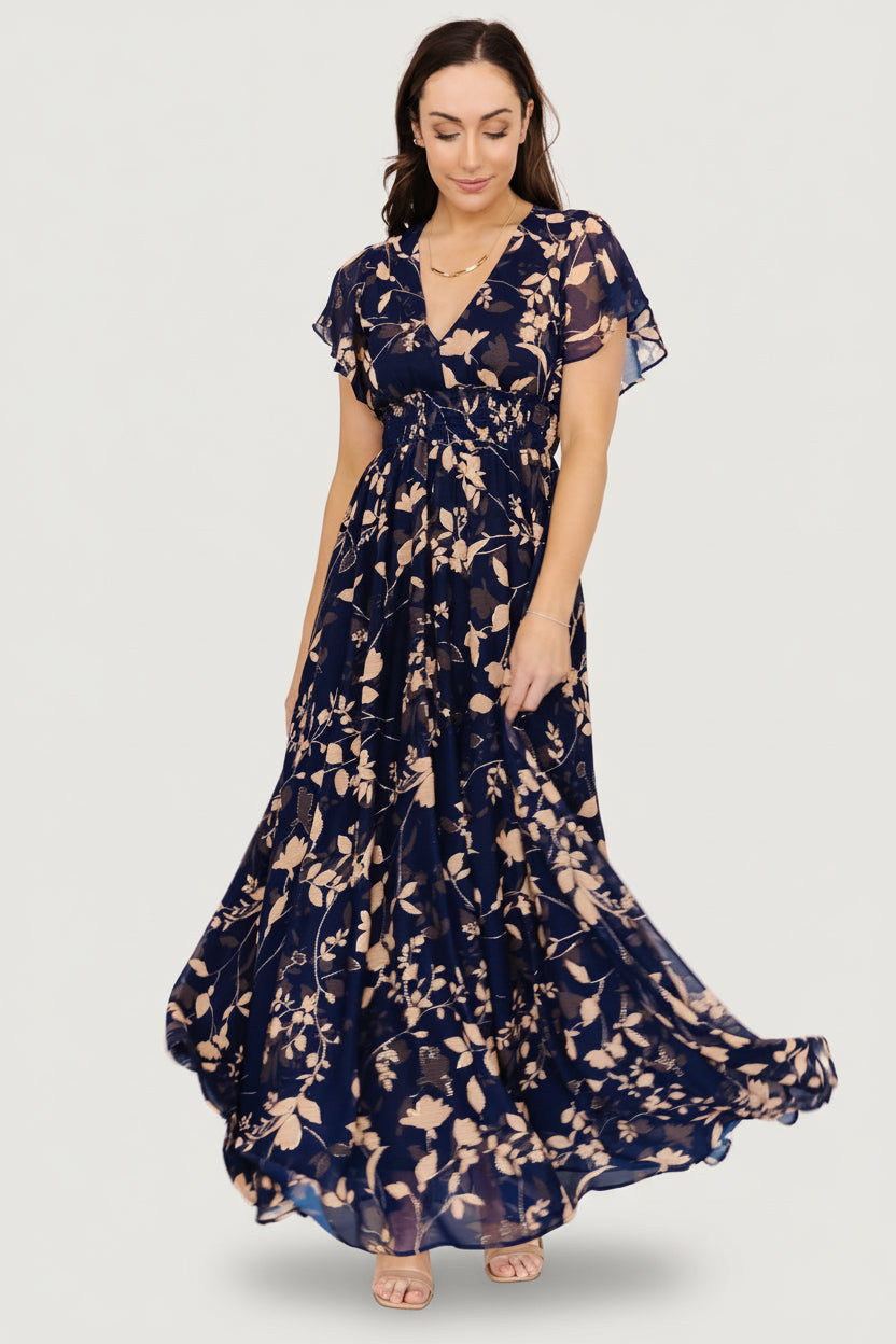 Lynlee Metallic Maxi Dress | Baltic Born Navy
