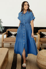 Aizey Button Up Maxi Dress | Baltic Born Blue