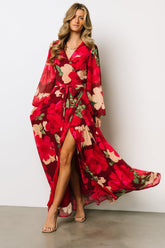 Katinka Wrap Maxi Dress | Baltic Born Burgundy Multi Floral