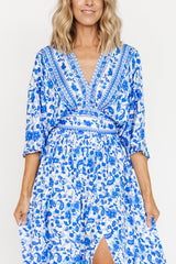 Watson Kimono Maxi Dress | Baltic Born Blue + White