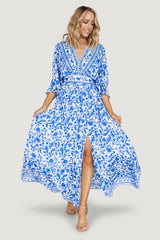 Watson Kimono Maxi Dress | Baltic Born Blue + White