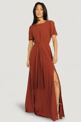Naomi Short Sleeve Maxi Dress | Baltic Born Cinnamon