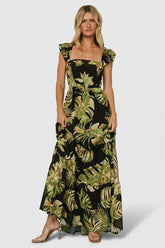 Encinitas Maxi Dress | Baltic Born Tropical Green + Black