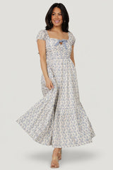 Haven Bow Dress | Baltic Born Ivory + Blue Floral