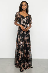 Karina Sequin Maxi Dress | Baltic Born Black + Gold