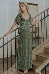 Everley Velvet Maxi Dress | Baltic Born Dark Sage