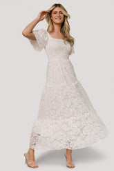 Aspen Smocked Lace Maxi Dress | Baltic Born Off White
