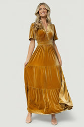 Artemis Velvet Maxi Dress | Baltic Born Dark Gold