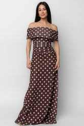 Maisie Off Shoulder Maxi Dress | Baltic Born Chocolate + Blush