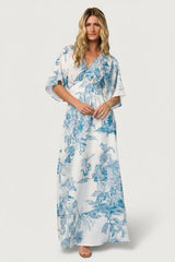 Dara Maxi Dress | Baltic Born Ivory + Blue Print
