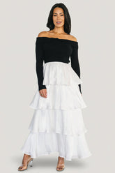 Maelie Tiered Maxi Dress | Baltic Born Black + White