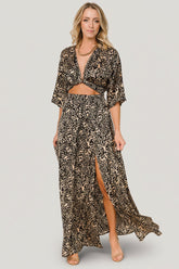 Morlana Maxi Dress | Baltic Born Black + Tan Print