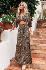 Morlana Maxi Dress | Baltic Born Black + Tan Print