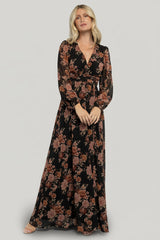 Adira Maxi Dress | Baltic Born Black + Mauve Floral