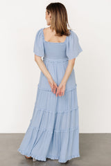 Lenora Smocked Dotted Maxi Dress | Baltic Born Dusty Blue