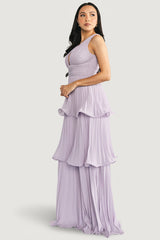 Saphira Tiered Pleated Maxi Dress | Baltic Born Lavender