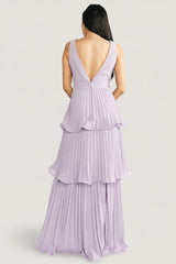 Saphira Tiered Pleated Maxi Dress | Baltic Born Lavender