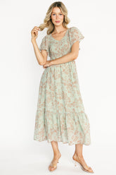 Monica Smocked Dress | Baltic Born Dusty Sage + Terracotta
